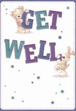 This cheerful get well card, alive with colour and playfulness, is perfectly suited for wishing recovery to friends and neighbours across Bermondsey. The artwork bursts forth with two adorable companions-a teddy and a puppy-each balancing the bold, joyful letters of 'Get Well' as if celebrating renewed health. Tones of indigo, teal, and violet animate the text, making it pop against a gentle cream backdrop evocative of Bermondsey's peaceful residential lanes. Scattered stars twinkle overhead, adding a splash of whimsy and hope, while the plush fur of the bear and floppy-eared dog feels so inviting, one almost senses the comfort of their tactile embrace. The whole composition mirrors the warmth and sincerity that comes with a hand-delivered bouquet from your trusted Bermondsey florist, a perfect pairing for brightening hospital stays or cheering loved ones at home. This card, radiant with goodwill and neighbourly care, is as welcoming as the floral displays found along Jamaica Road, sharing strength and optimism from the heart of SE1.